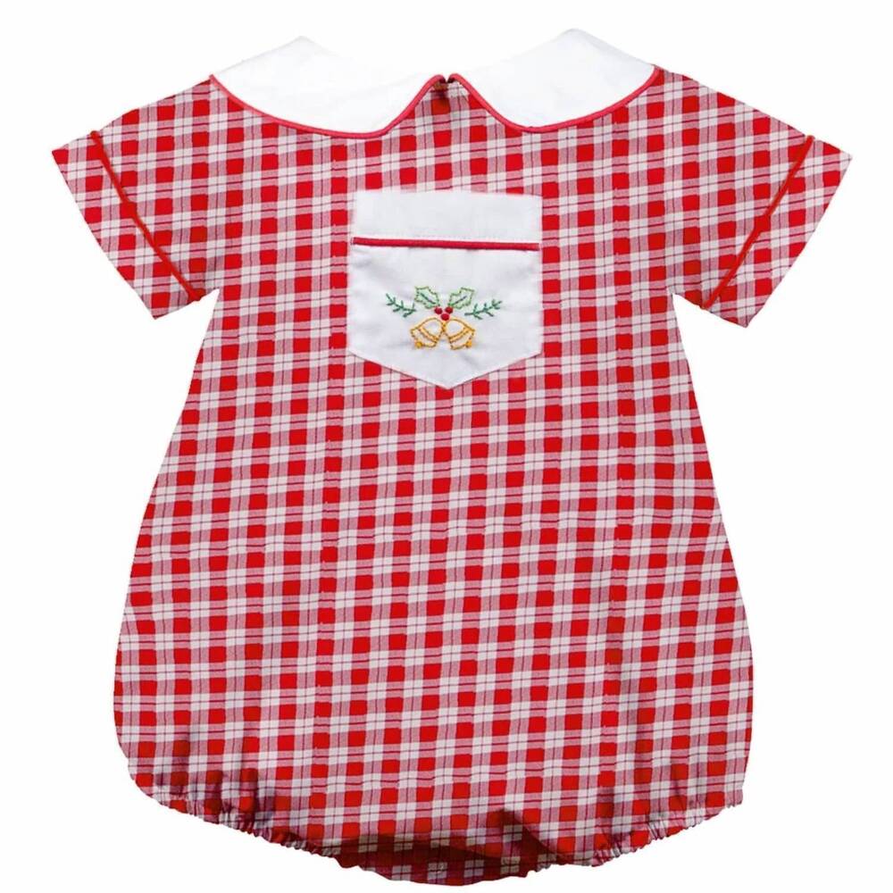 NEW THE PROPER PEONY kid's golden bells christmas boy bubble romper in red